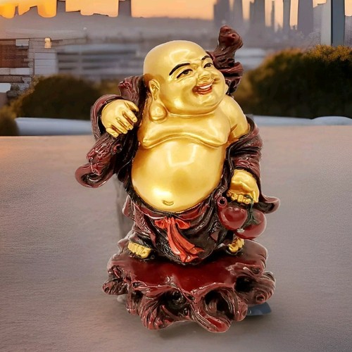 Laughing buddha red resin - red,