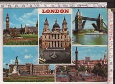 0578 - CARTOLINA POST CARD (LONDON, BIG BEN, TOWER BRIDGE, TRAFALGAR SQUARE) 