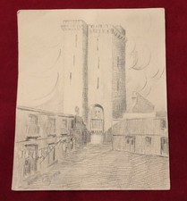 CAGLIARI - C. BUFFA - DISEGNO A MATITA - TORRE DELL'ELEFANTE - P.ZA SAN GIUSEPPE