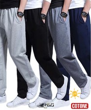 PANTALONE COTONE LEGGERO DIRITTO UOMO SPORTIVO CASUAL CASA TUTA FITNESS PALESTRA