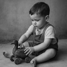 Antico Giocattolo Prima Metà ‘900 Anatra Legno Apribile A Ruote