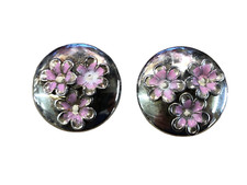 ORECCHINI CLIP IN METALLO CON  FIORI ROSA  BIGIOTTERIA VINTAGE ANNI 70-90 CM 3,5