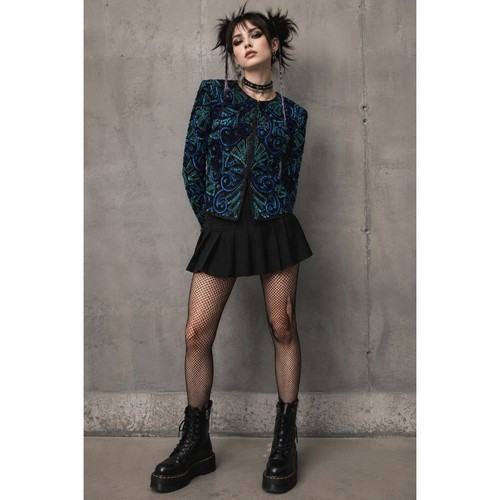 Giacca paillettes blu ricco