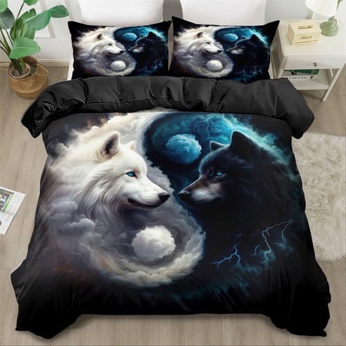 Yin yang wolf duvet cover - yang,