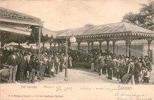 dq48 cartolina sassari citta' nel mercato inizio 900 scollata