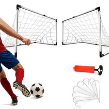 Set 2 Porte Calcio 92 x 64 cm con Pallone Gonfiatore e Morsetti per Fissaggio