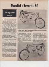 PUBBLICITA'  TEST MOTO  MONDIAL"RECORD" 50 1966 MOTOITALIANE MOTOSPORT EPOCA