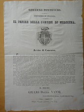 1845-AVVISO DI CONCORSO-MEDICINA DI BOLOGNA-MAESTRO DI SCUOLA-BELLO STEMMA