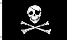 Grande teschio e ossa incrociate Jolly Roger bandiera pirata bianco e nero consegna rapida