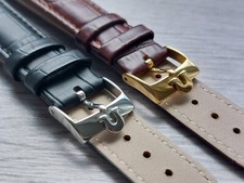 Nuovo per Omega 18mm/19mm/20mm Nero/Marrone Uomo Cinturino Orologio Vera Pelle