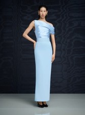 AUTENTICO Solace London The Magda Maxi Abito in Blu Ghiaccio UK 812