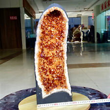 38,1 libbre superbo cristallo citrino giallo decorazione grotta pietra cattedrale geode esemplare