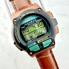 Orologio Vintage Timex Ironman Uomo 41mm 8 Giri Marrone Nero Indiglo 1994 Batteria Nuova