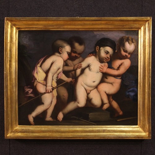 Dipinto giochi putti antico - di,