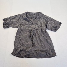 NEXT Blusa 10 Camicia casual grigia da donna firmata 100% seta scollo a V cra...