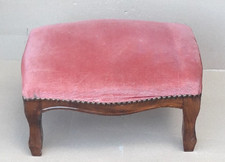Antico Pouf Poggiapiedi In Legno Con Imbottitura