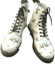 Dr Martens 1460 stivali in pelle pascal bianco tatuaggio UK 10 EU 45