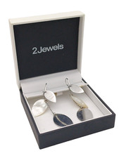 2JEWELS ORECCHINI PENDENTI FOGLIE - ACCIAIO E MADREPERLA