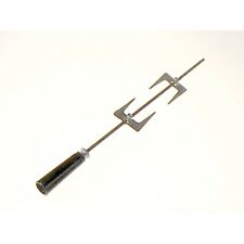 ASTA SPIEDO IN ACCIAIO PER GIRARROSTO 37,5cm CON MANOPOLA E 2 FORCHETTE 