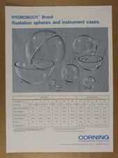 1967 Corning Hydrospace Flotation Spheres custodie strumenti stampa d'epoca pubblicità