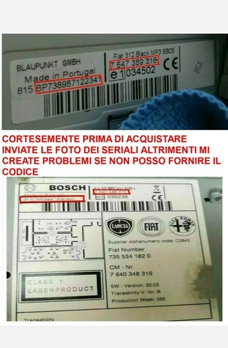 Codice radio fiat - radio, fiat-fiat