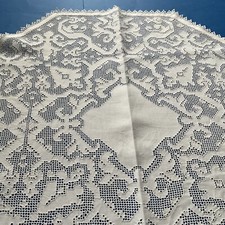 Centrotavola antico centrino sfilato siciliano ottagono 60 cm bianco