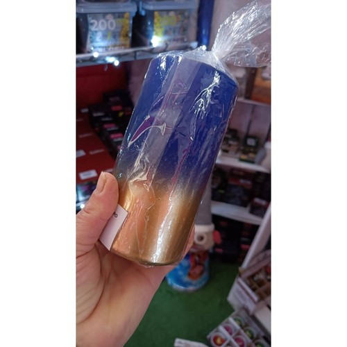 Candela sfumata blu oro - candela, blu/oro