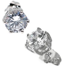 orecchini punto luce zircone bianco brillante rodio grande 18kgf uomo donna 8mm