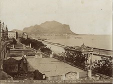 Italia Palermo Foro Italico Monte Pelegrino Incorporato Vintage Albumina Ca 1875