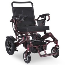 MobilityPlus+ Sedia a Rotelle Elettrica Leggera Rossa | Pieghevole Istantaneo, 24kg, 4mph