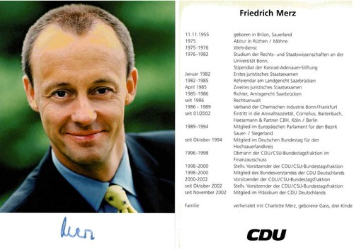 Friedrich merz autogramm - merz,