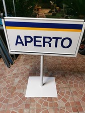 Tabella insegna Vintage Pompa IP ANNI 90 bifacciale APERTO CHIUSO SELF Supporto 