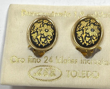 Orecchini TOLEDO clip on non usati 'nuovi vintage' oro 24ct decorati