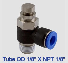 2pz Valvola Controllo Flusso Girevole Angolo Aria Tubo OD 1/8 X NPT 1/8 Raccordo Pneumatico