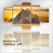QUADRO MODERNO TELA 5 PZ 150X90ARREDO CASA PIRAMIDI EGITTO DESERTO SAHARA GIZA