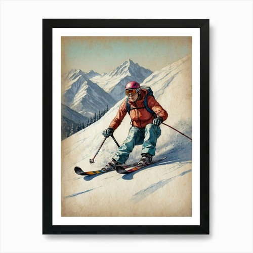 Sciatore sulle piste stampa - sciatore,