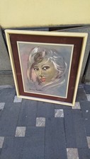 Quadro ritratto femminile olio su ed di Romano Mussolini. Misure solo tela 60