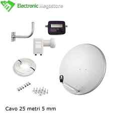 KIT INSTALLAZIONE COMPLETO PARABOLA SATELLITARE 80 LNB TWIN STAFFA MURO CAVO 5mm