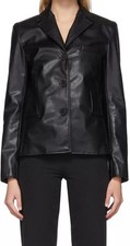 Blazer donna pelle nera - donna,