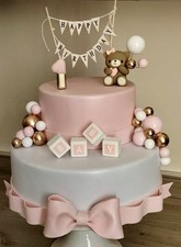 Torta Scenografica Orsetti Rosa Battesimo Personalizzabile Femmina Compleanno