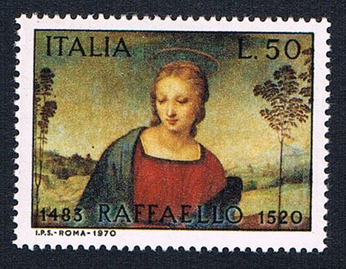 Italia francobollo raffaello - italia, 1