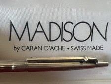 🔴   CARAN D’ACHE penna sfera Madison cromata a righe clip nodino scrive vintage