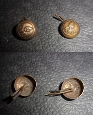 VIGILI DEL FUOCO Coppia Bottoni x soggolo originali anni 40 50 vuoti a camp. - D