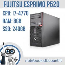 FUJITSU ESPRIMO P520 Core i7-4770 Ram 8gb SSD 240gb Win10 Computer PC GRADO A-