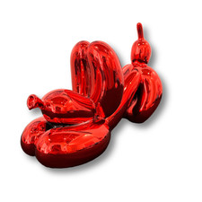 Scultura POP ART di Sagrasse ballon palloncino in resina a forma di cane - rosso