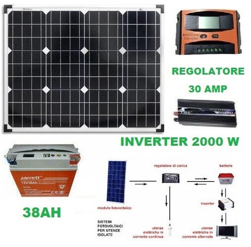 Kit pannello fotovoltaico 50w - pannello,