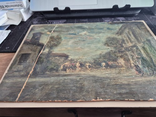 Dipinto olio cartone - cartone, di