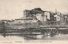 C1- Cp Cartolina VENTIMIGLIA Passerella sul fiume Roia e Parte Citta - Fp Nvg 