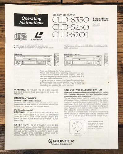 Pioneer cld s350 - pioneer, cld-s350