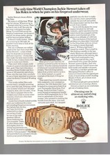 ROLEX Pubblicità OROLOGIO OYSTER DAY DATE 1 Pagina 1971 JACKIE STEWART CHAMPION